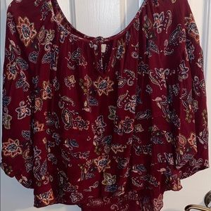 Maroon w/ designs blouse